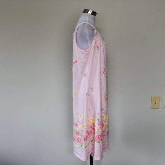 Pink Floral Nightgown Pullover SECRET TREASURES Lace Trimmed Sleeveless - Picture 8 of 10